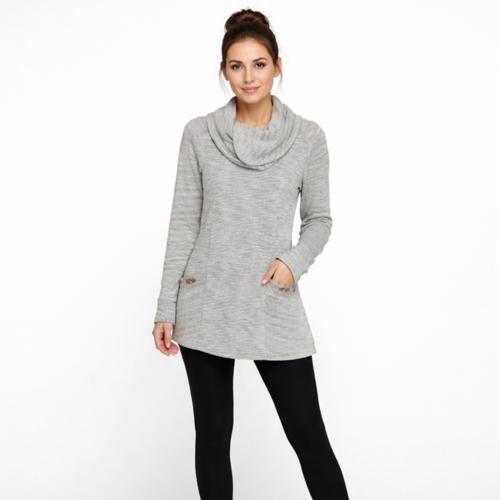Storm Creek Gray Sz M Long Sleeve Cowl Neck Tunic Sweater Fall Cabincore Cozy